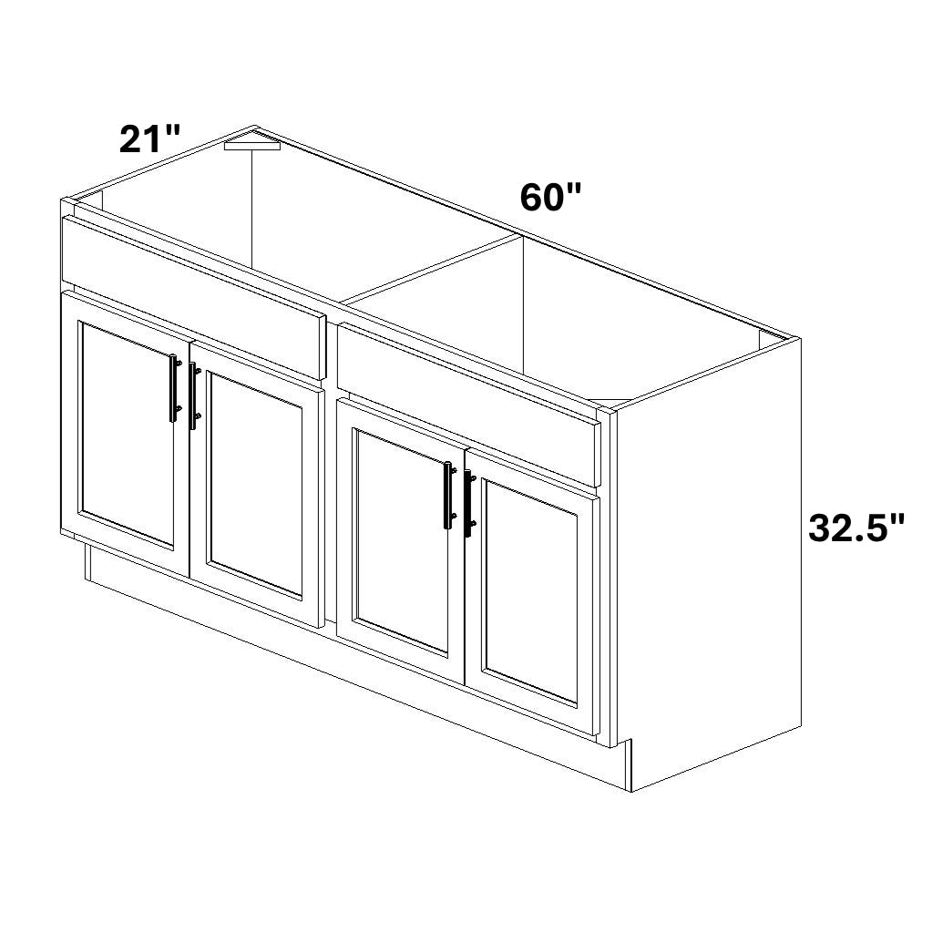 Vanity Sink Base - 32.5 Tall (4 Doors/ 2 Drawer Fronts)
