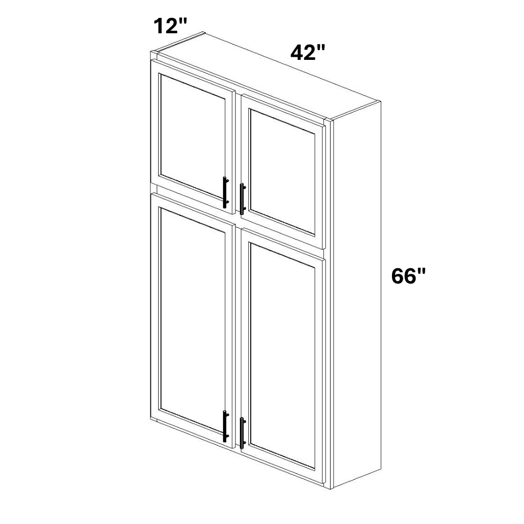 2 Door 24 over 42 Stacked Wall Cabinet w/ Stile