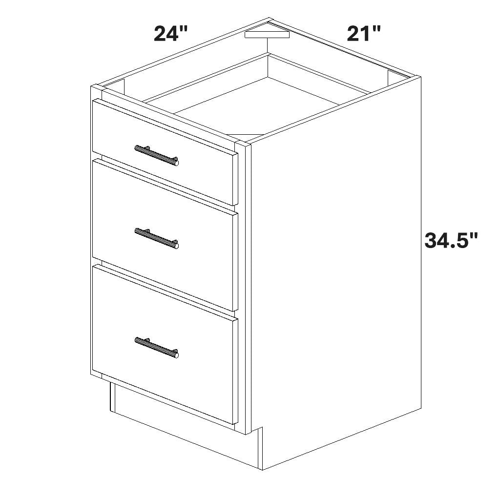 21" Base Cabinet with 3 Drawers
