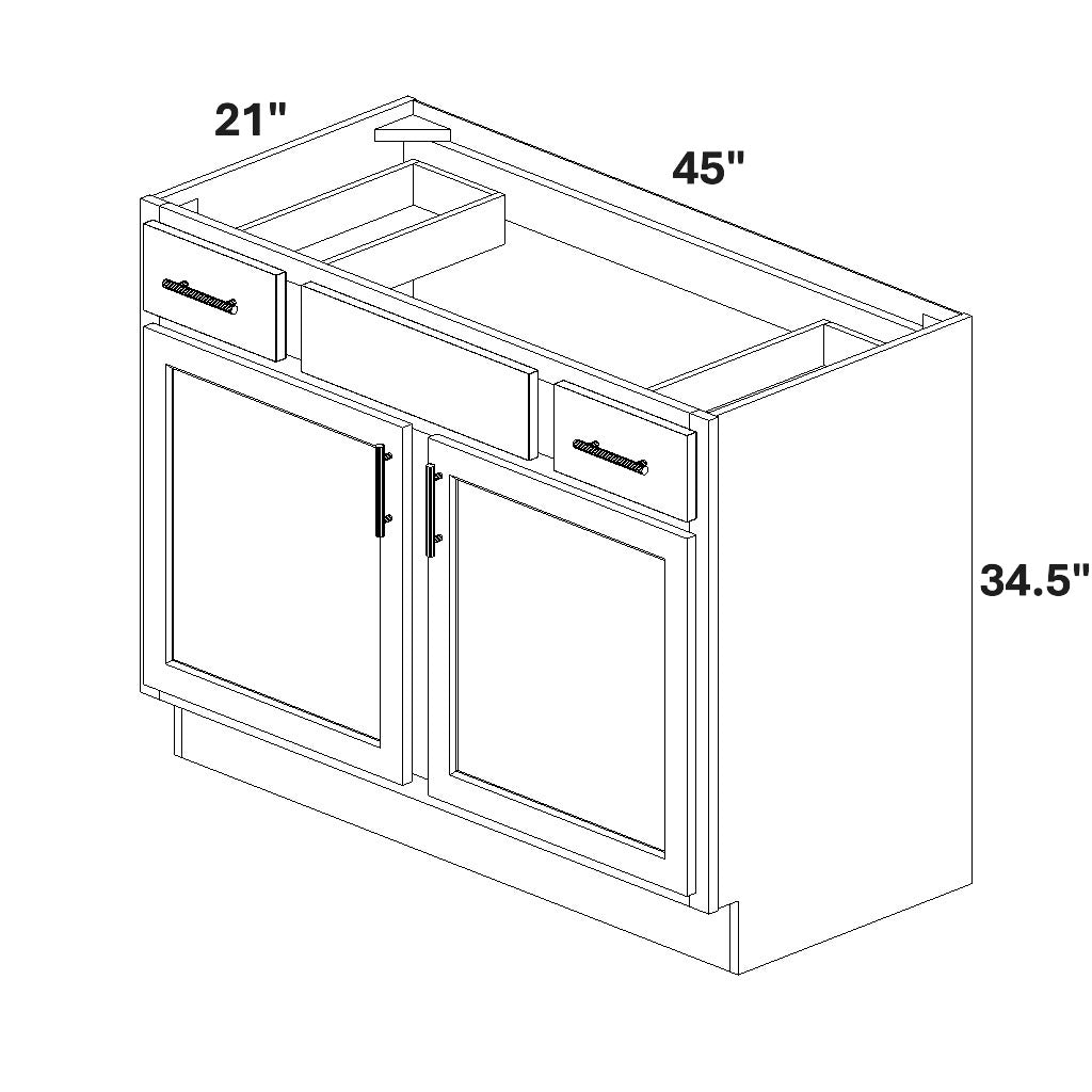 Combination Vanity (2 Top Drawers - 1 False Front - 2 Doors with Stile)