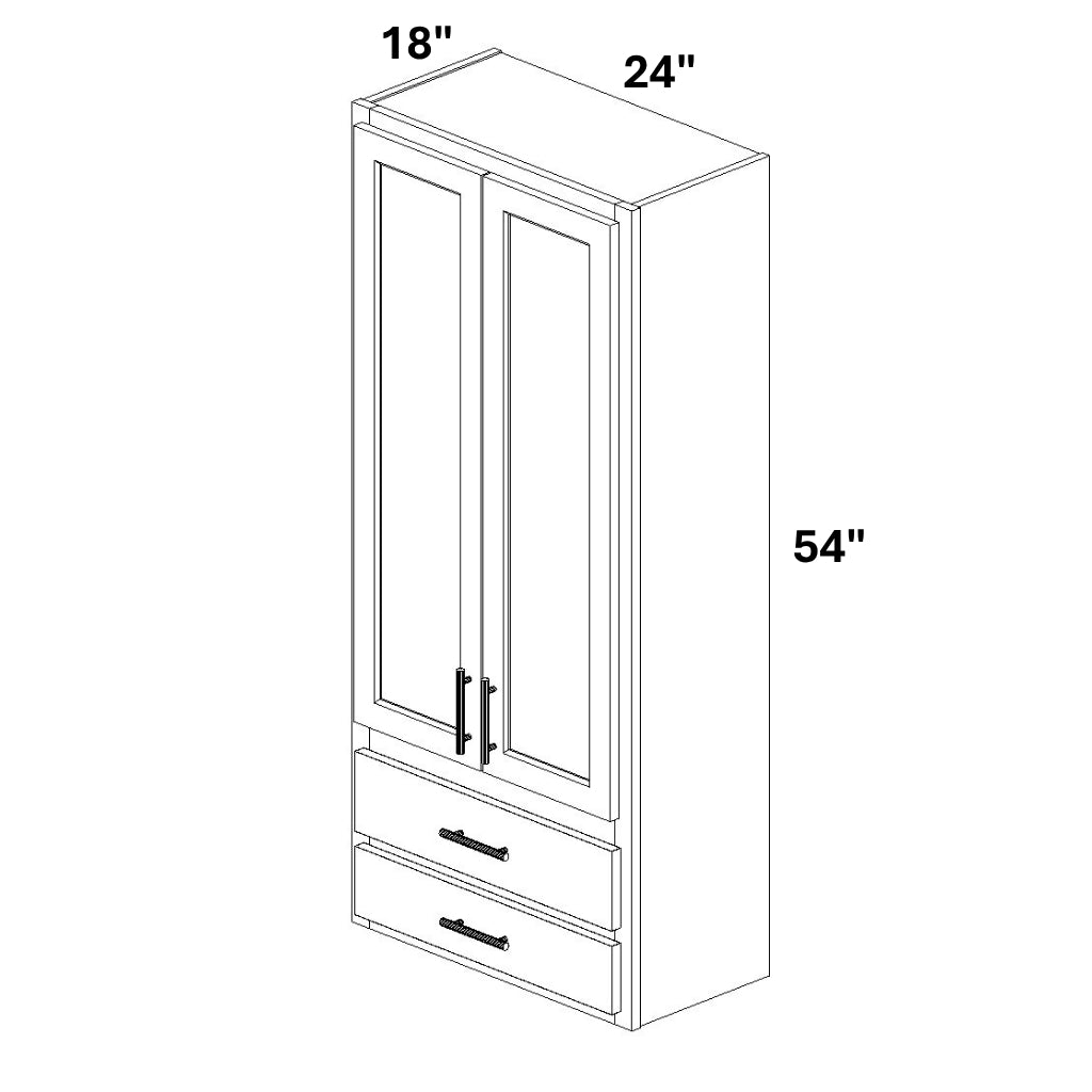 2 Butt Door Wall Cabinet with 2 Drawers at bottom