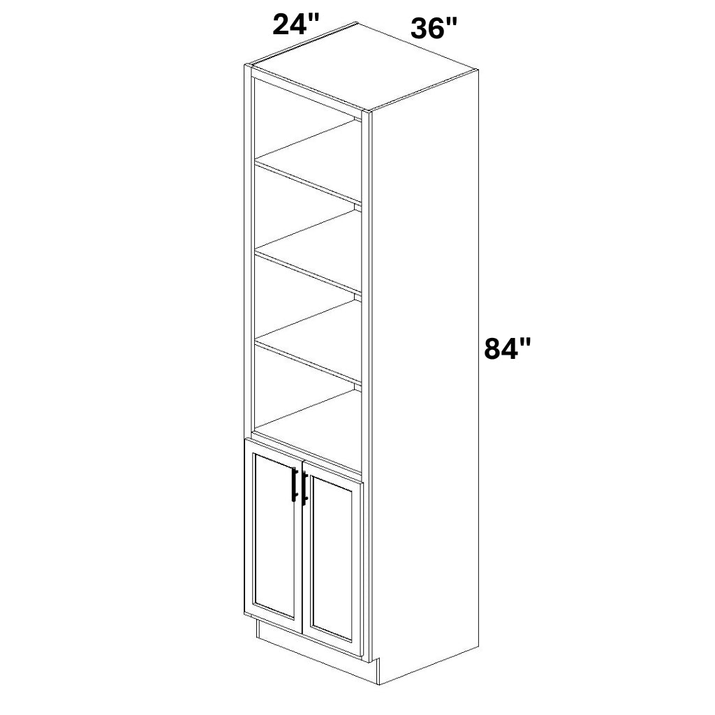 Book Case Cabinet with 2 Full Height doors at bottom