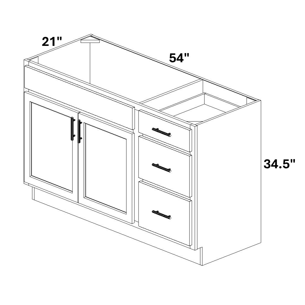 Vanity Sink Base with 3 Drawer Stack
