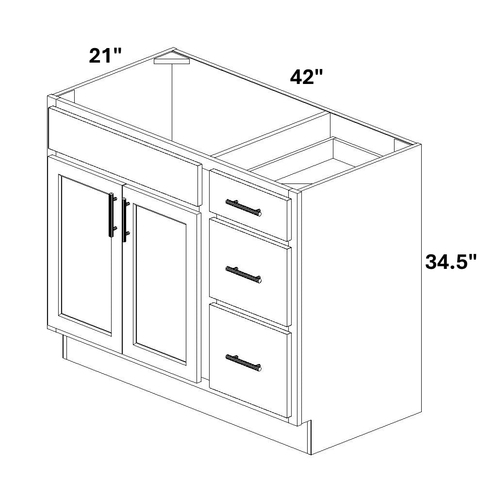 Vanity Sink Base with 3 Drawer Stack