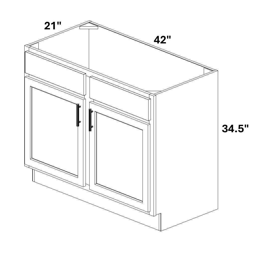 Vanity Sink Base - 34.5 Tall (2 Door w/ Stile 2 Drawer Fronts)