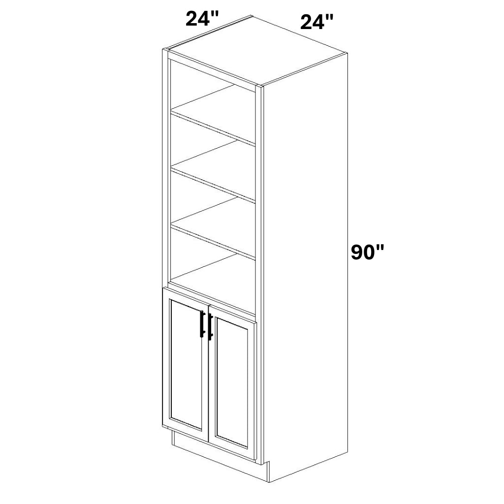 Book Case Cabinet with 2 Full Height doors at bottom