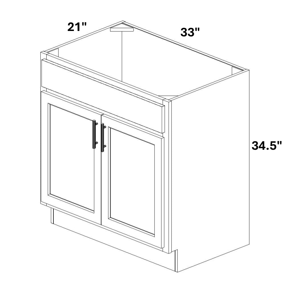 Vanity Sink Base - 34.5 Tall (2 Butt Door / 1 Drawer Front)