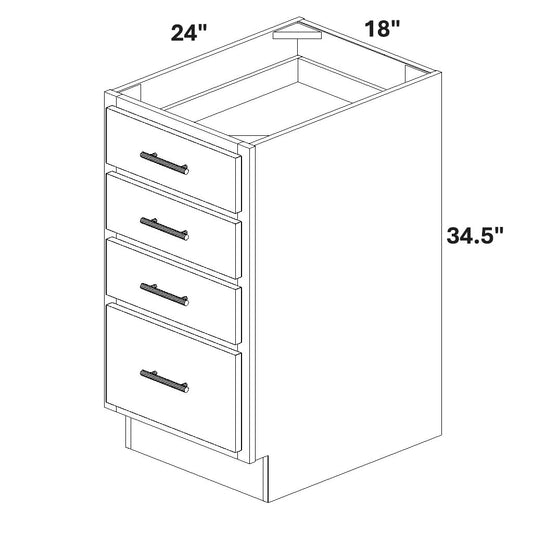 18" Base Cabinet with 4 Drawers