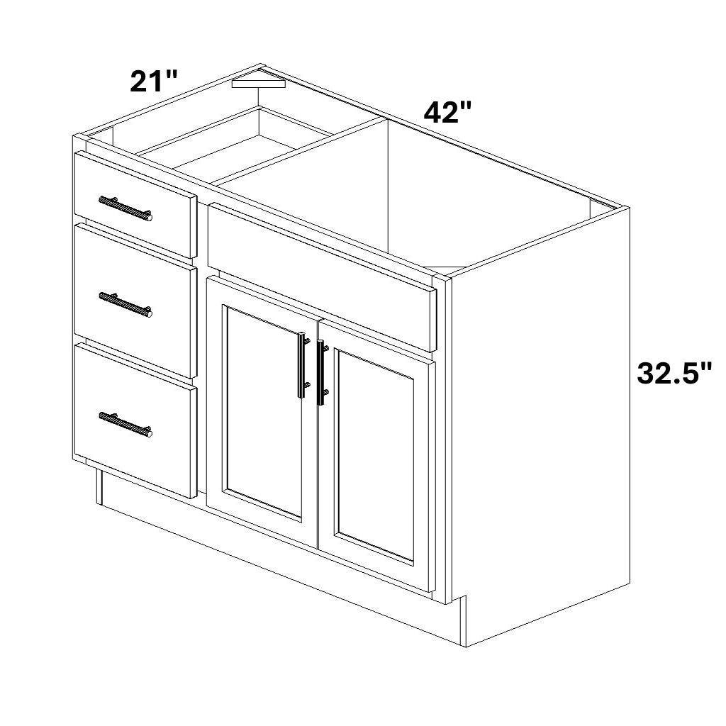Vanity Sink Base with 3 Drawer Stack