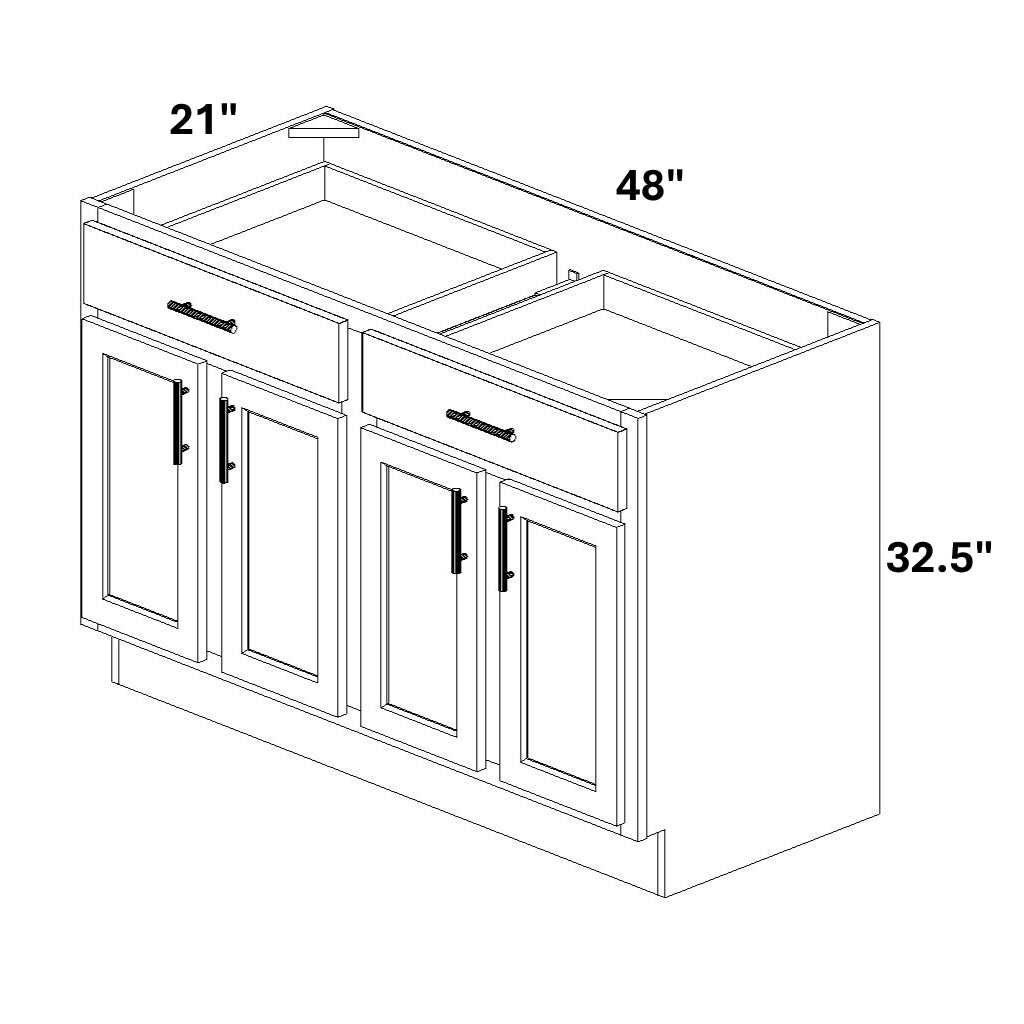 Vanity Base - 32.5 Tall (4 Doors w/ Stiles 2 Drawer Fronts)