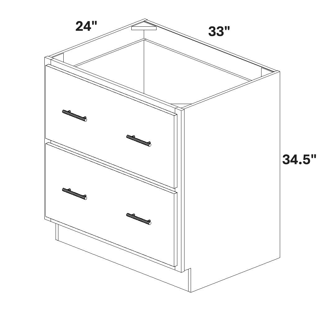 33" Base Cabinet with 2 Drawers