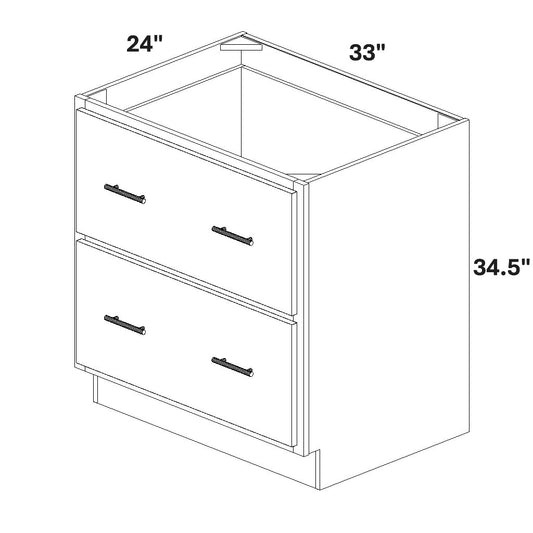 33" Base Cabinet with 2 Drawers