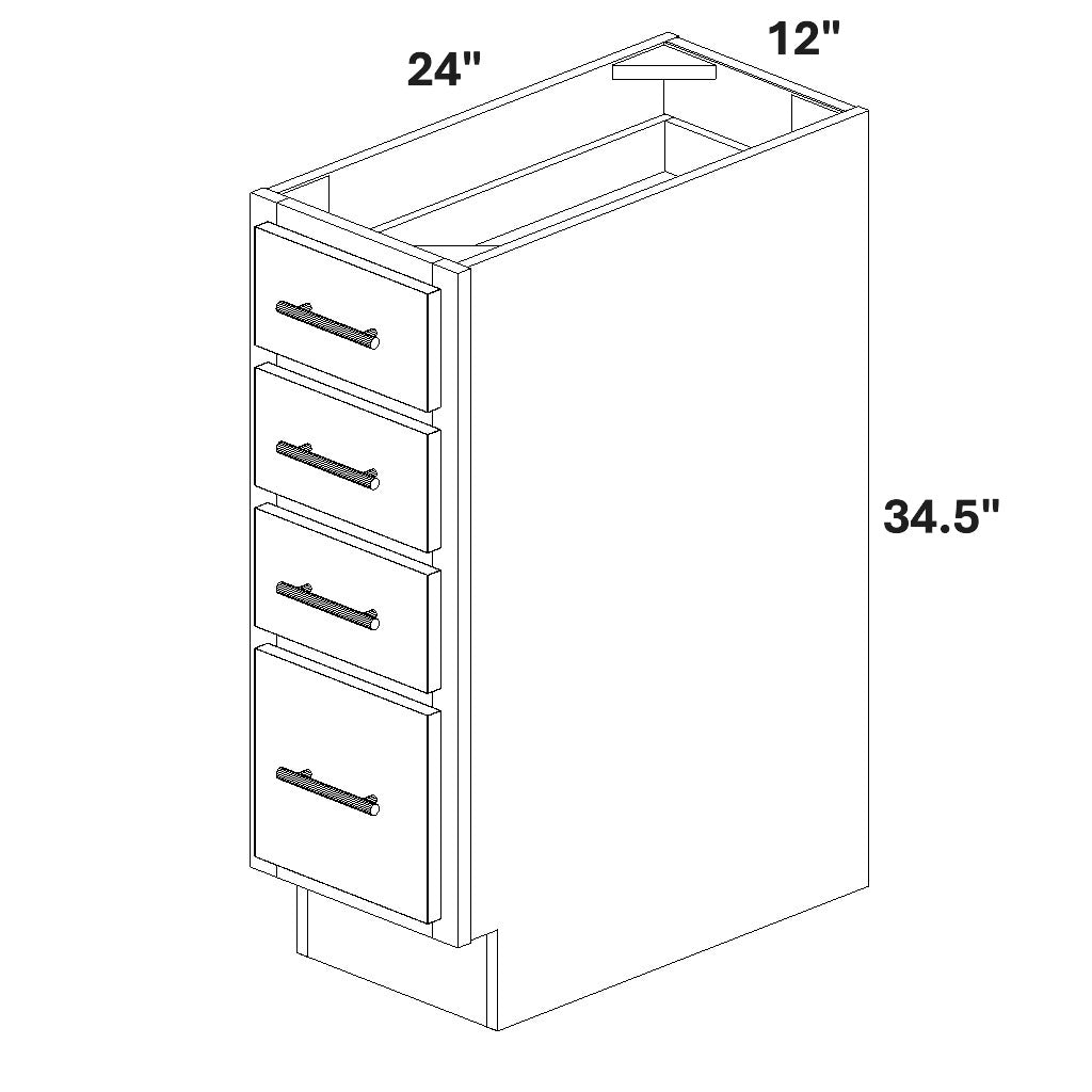 12" Base Cabinet with 4 Drawers