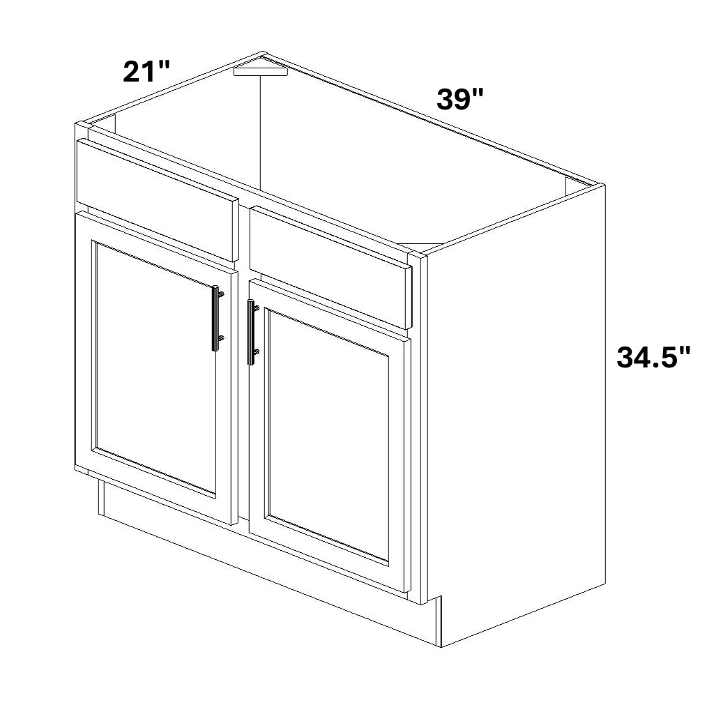 Vanity Sink Base - 34.5 Tall (2 Door w/ Stile 2 Drawer Fronts)
