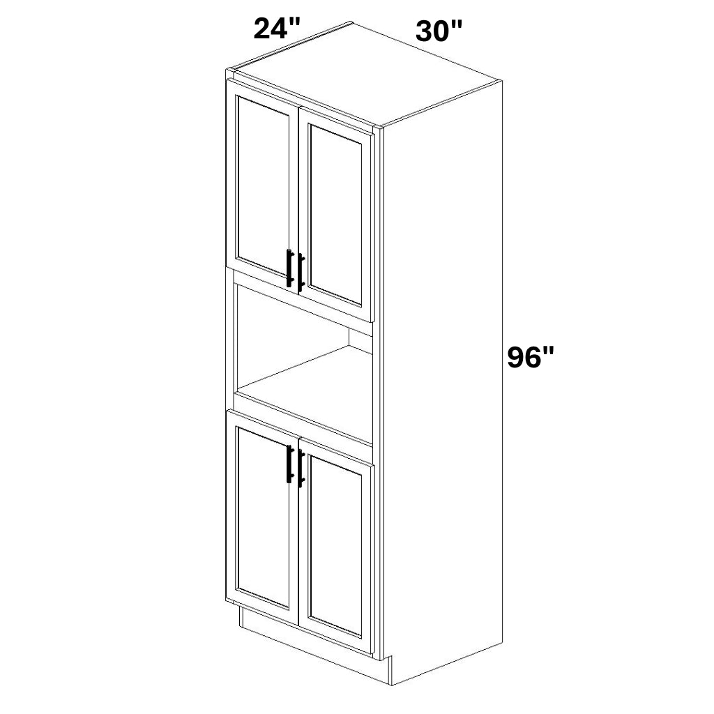 Tall Pantry Cabinet with Microwave Opening Doors @ top and bottom