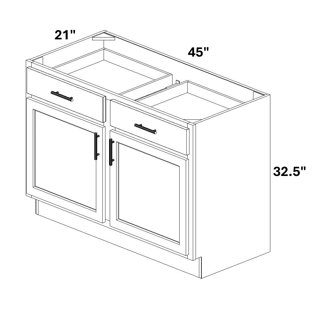 Vanity Base - 32.5 Tall (2 Doors w/ Stiles 2 Drawer Fronts)