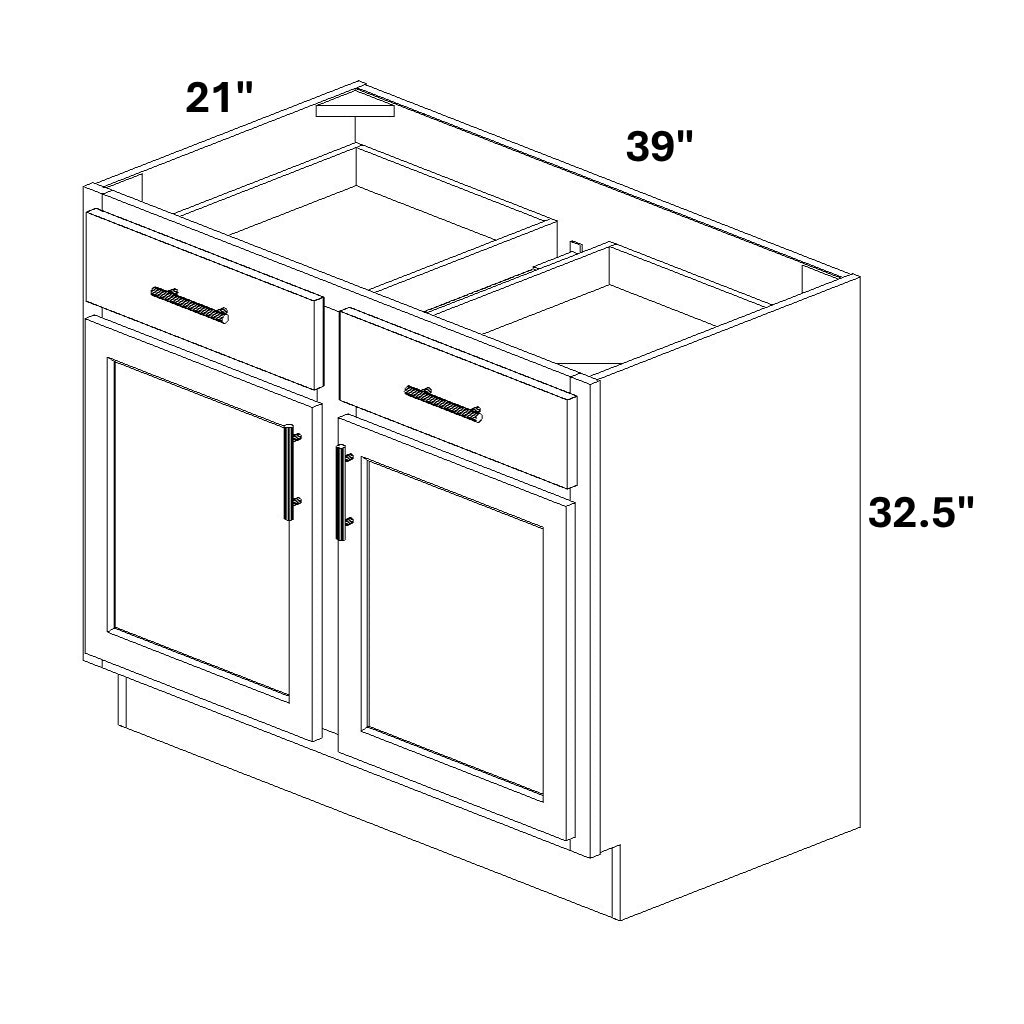 Vanity Base - 32.5 Tall (2 Doors w/ Stile 2 Drawer Fronts)