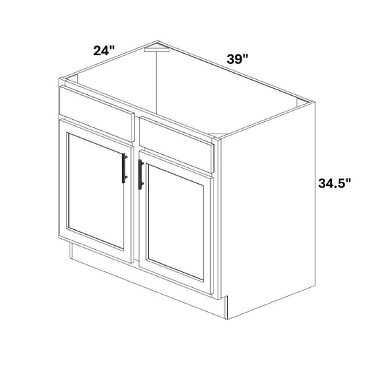 Sink Base 2 Door / 2 False Drawer Front with Stile