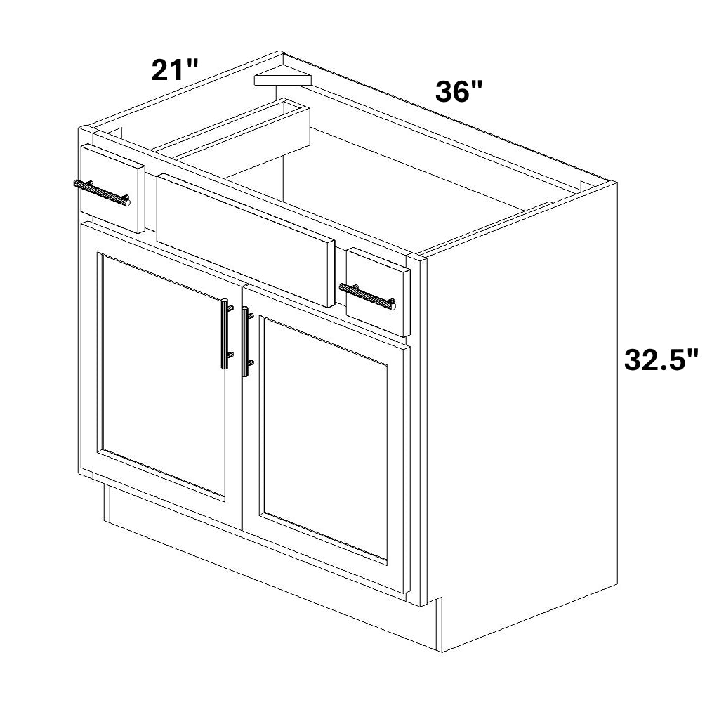 Combination Vanity (2 Top Drawers - 1 False Front - 2 Butt Doors)