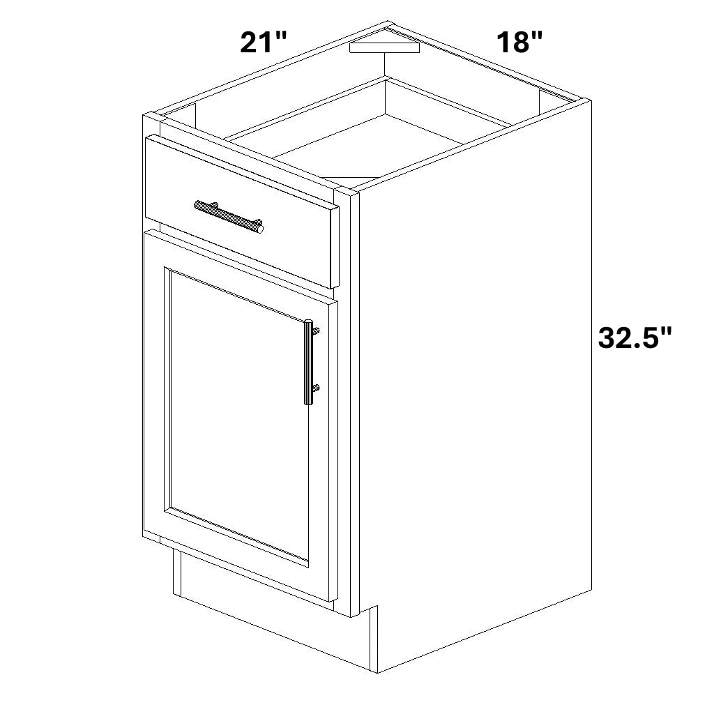 Vanity Base - 32.5 Tall (Single Door Single Drawer)