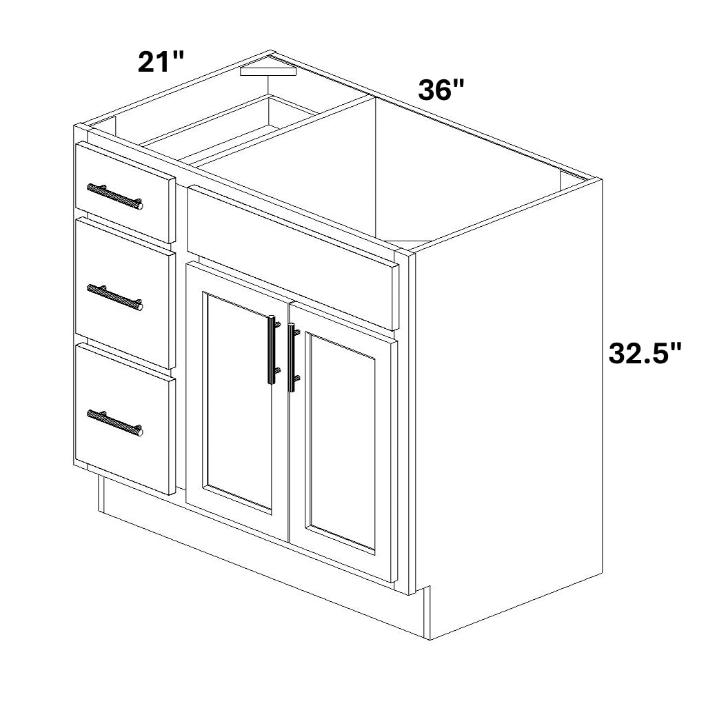Vanity Sink Base with 3 Drawer Stack
