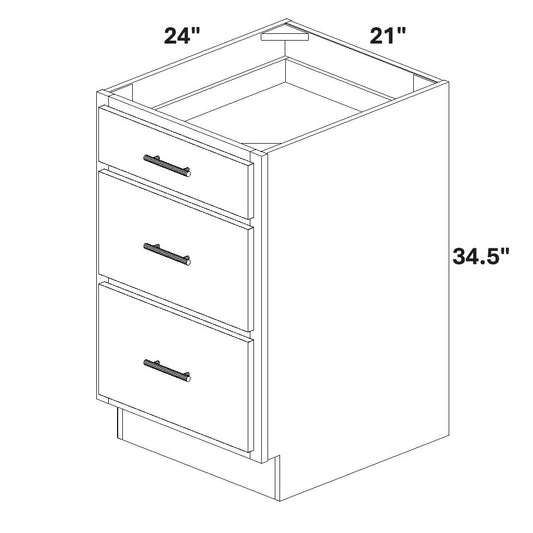 21" Base Cabinet with 3 Drawers