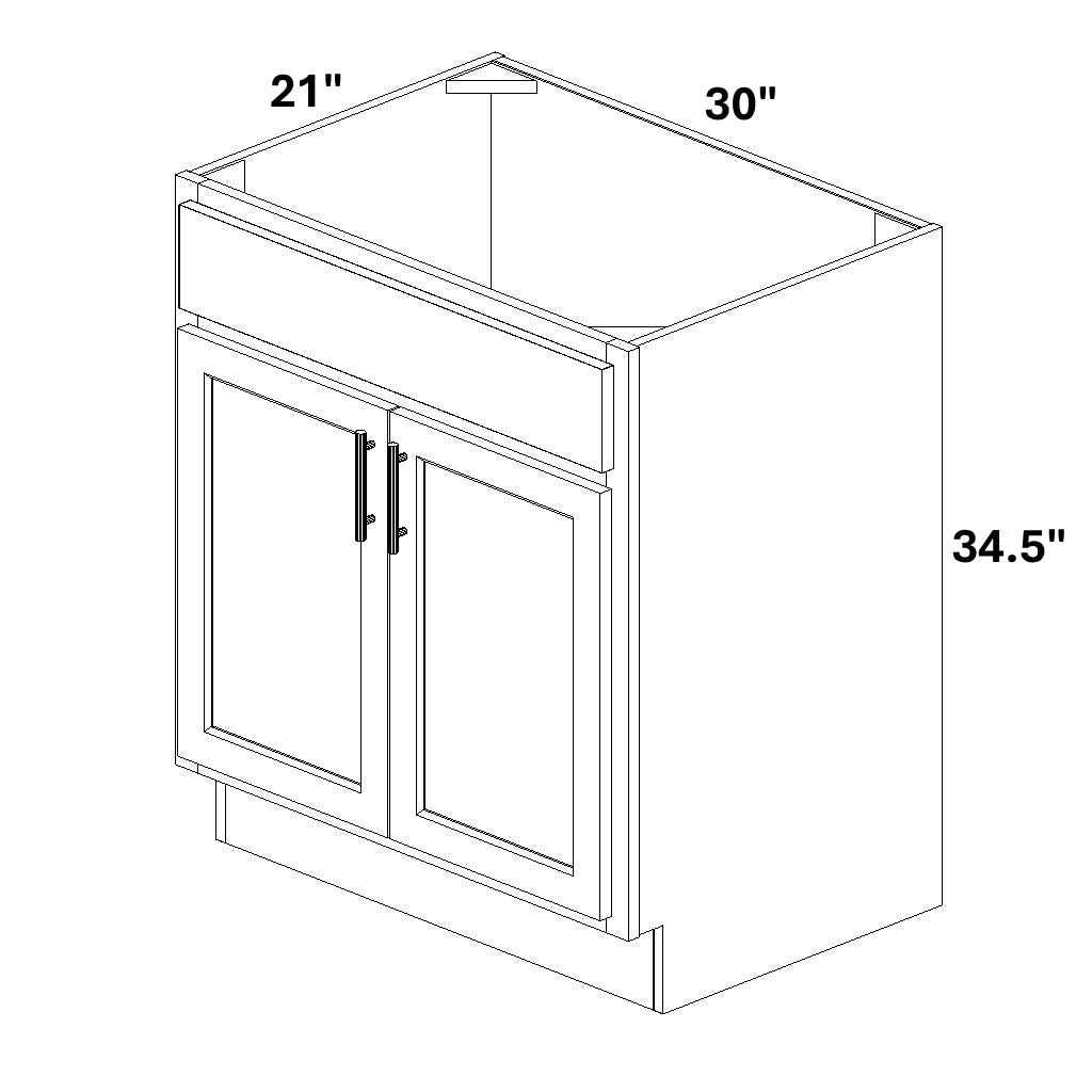 Vanity Sink Base - 34.5 Tall (2 Butt Door / 1 Drawer Front)