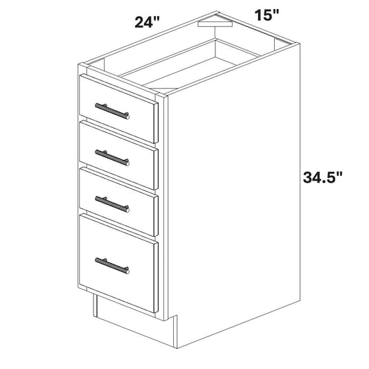 15" Base Cabinet with 4 Drawers