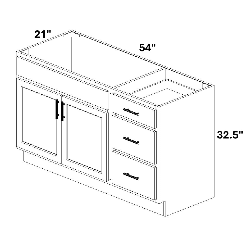 Vanity Sink Base with 3 Drawer Stack