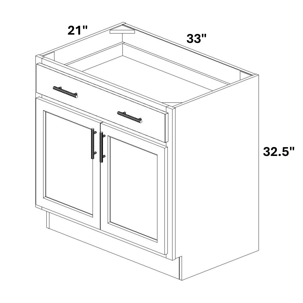Vanity Base - 32.5 Tall (2 Doors / 1 Drawer Front)
