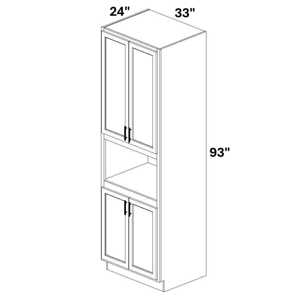 Tall Pantry Cabinet with Microwave Opening Doors @ top and bottom