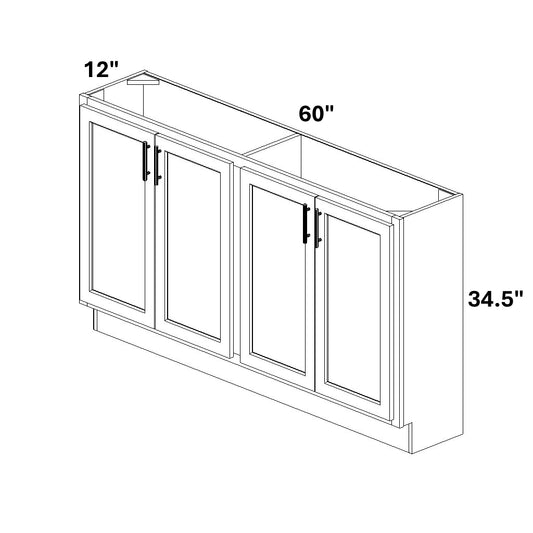Base 4 Full Height Butt Doors w/ Stile 12 Deep // Adj Shelf