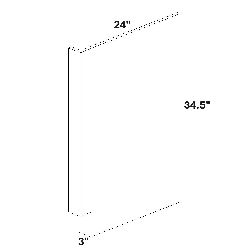 3" Wide Dishwasher End Panel for Right Side of Dishwasher