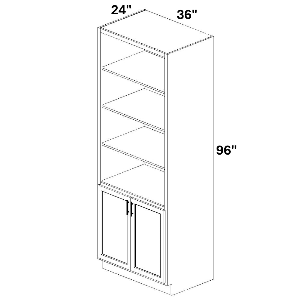 Book Case Cabinet with 2 Full Height doors at bottom